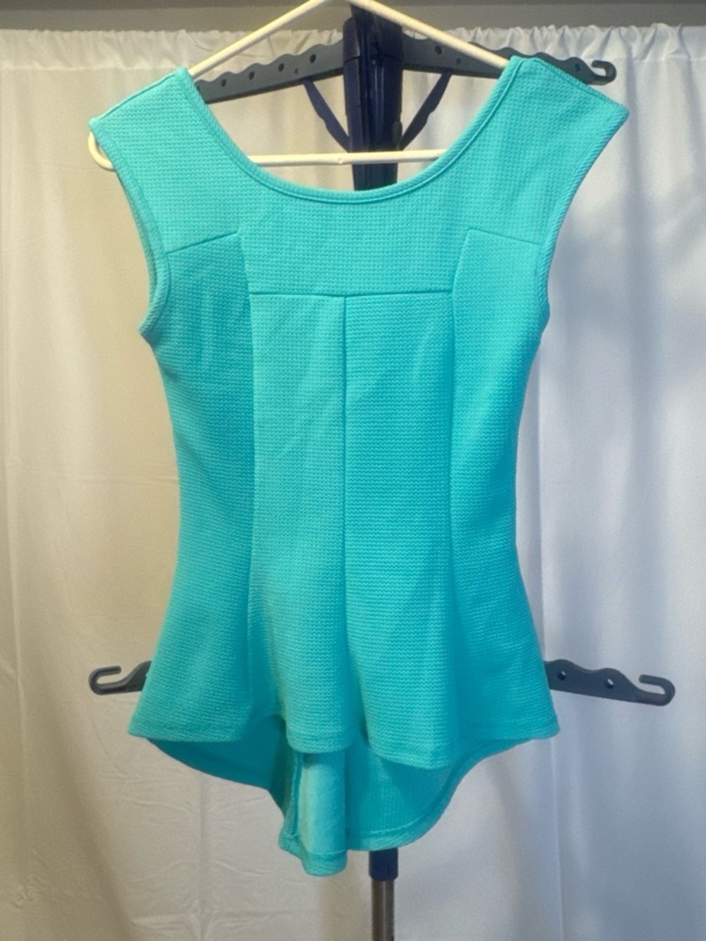 Lipstick - Sleeveless Peplum Top in Bright Turquoise